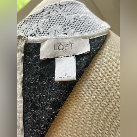 LOFT Women’s Gray & White Lace Midi Dress Wedding Work Professional | Size 8 - Picture 6 of 8
